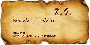 Kocsár Irén névjegykártya