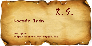 Kocsár Irén névjegykártya