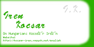 iren kocsar business card